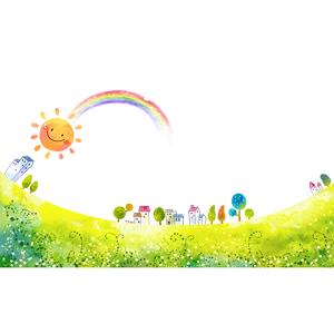 雨过天晴的早上太阳彩虹免抠素材