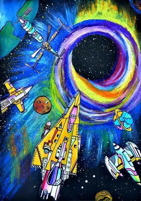 最美的科幻画儿童绘画(儿童画赏析科幻引领未来)(3)