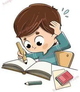 简笔画彩色学生写作业