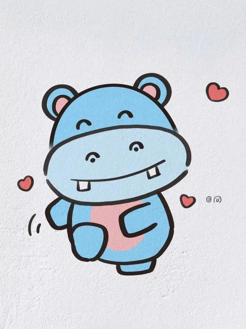 动物简笔画之可爱的小河马(内附过程图)