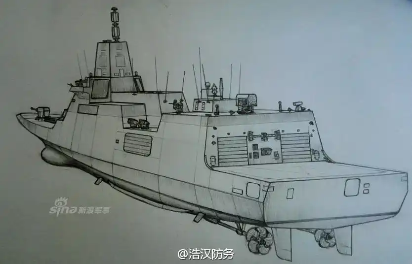 中国055驱逐舰进展神速:网友手绘精美效果图_高清图集_新浪网