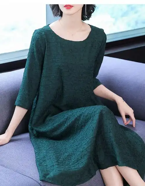 贵夫人铜氨丝连衣裙女中长款气质真丝长裙夏季新品宽松大码裙子装很仙