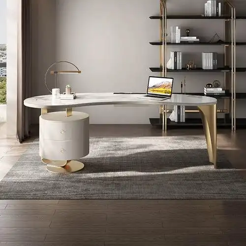 意式岩板书桌小户型轻奢高档设计电脑桌现代简约书房写字台办公桌