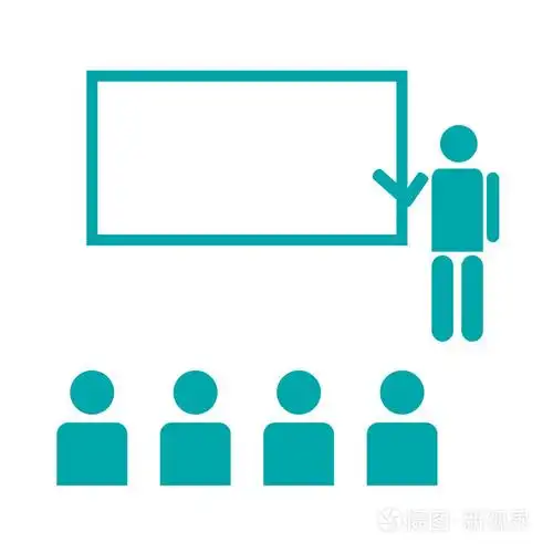 研讨会概念图标.会议概念图标.老师在前面的白板和观众