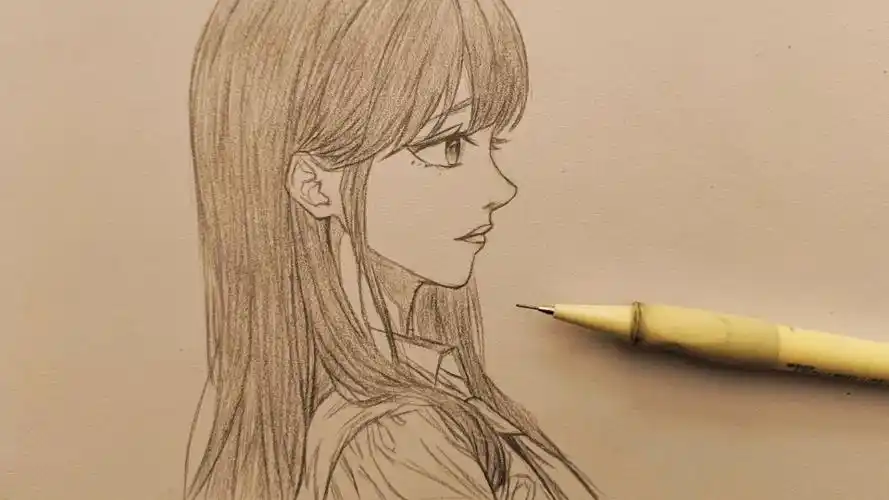 动漫女孩侧脸这样画超简单,一看就会,快来和我一起画