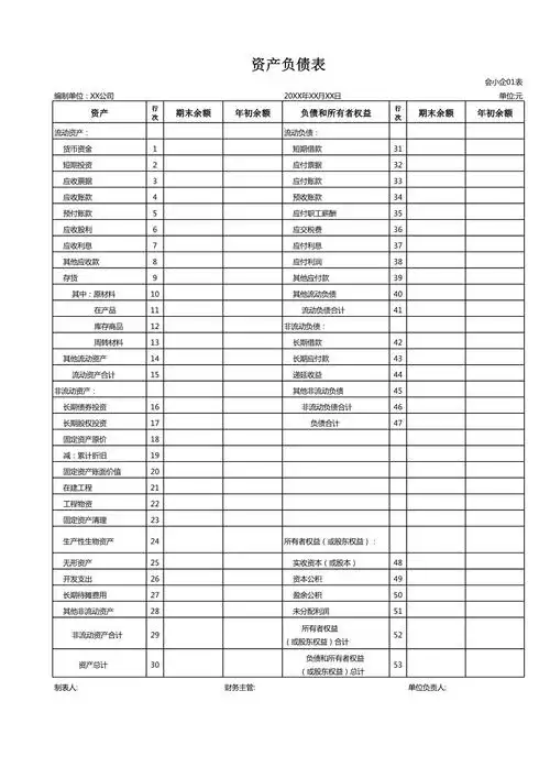 2023年资产负债表模板