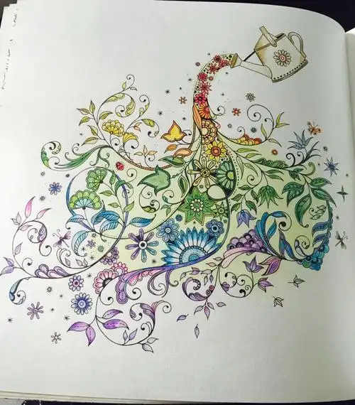 秘密花园涂色成品