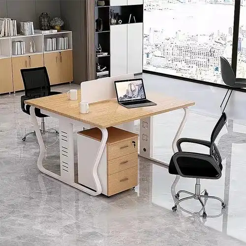 西安办公家具简约时尚实木蝴蝶钢架职员桌电脑桌办公椅子组合隔断