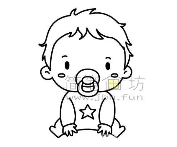 婴儿叼奶嘴简笔画