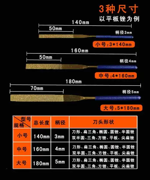 特级镀钛金刚石锉刀金刚套装平板小挫刀圆三角锉刀什锦金刚砂锉刀