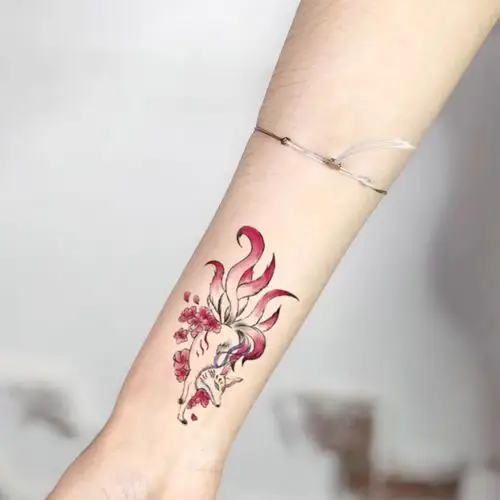 纹身九尾狐持久花臂狐狸一套9张身体彩妆