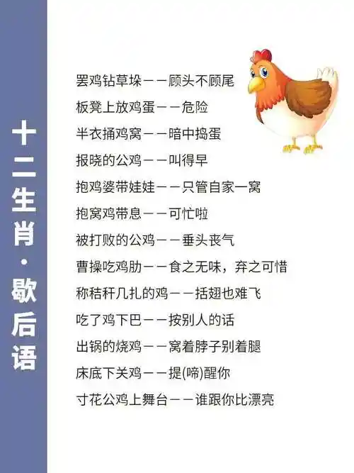 整理好的十二生肖歇后语