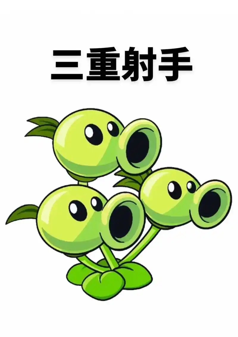 《植物大战僵尸》～三重射手,简笔画来了!步骤详细,简单易学# - 抖音