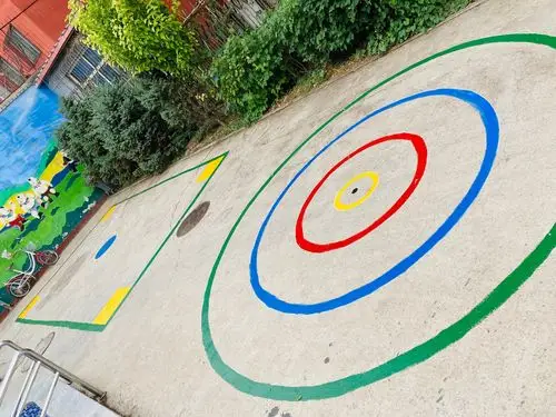 户外沙包游戏地面绘制活动