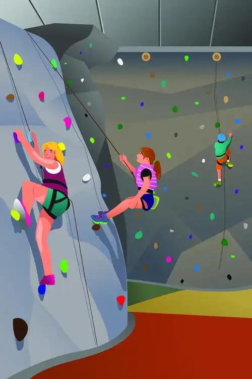 攀岩爬山运动攀岩者卡通矢量插画