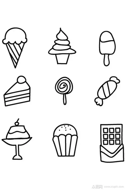 手绘卡通甜品零食矢量素材