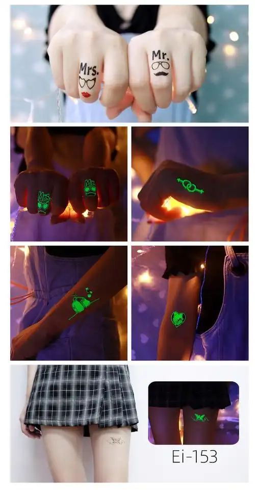 跨境防水卡通夜光纹身贴情人节爱心表白纹身贴纸tattoostickers