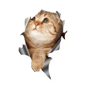 新款3d立体可爱小猫咪车贴车身遮划痕遮挡创意逼真小猫贴纸