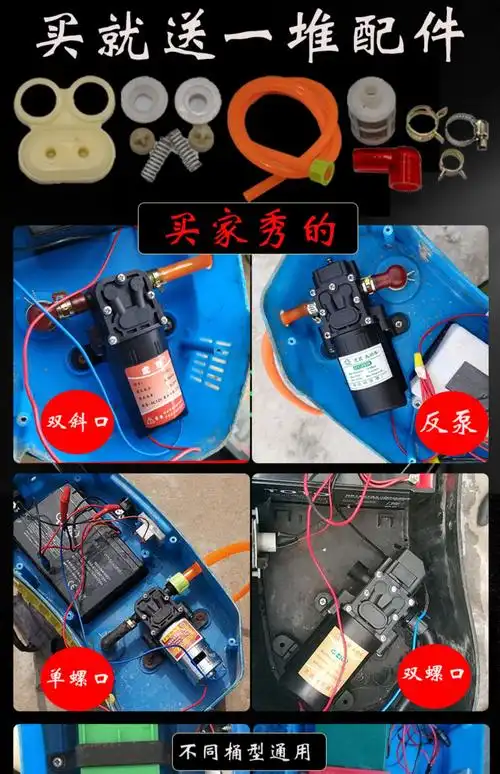 电动喷雾器水泵12v电机高压大功率双泵小隔膜泵浇菜农用打药sn6864