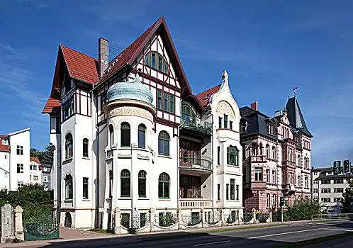 连栋别墅,新艺术,埃森纳赫,图林根州,德国,欧洲