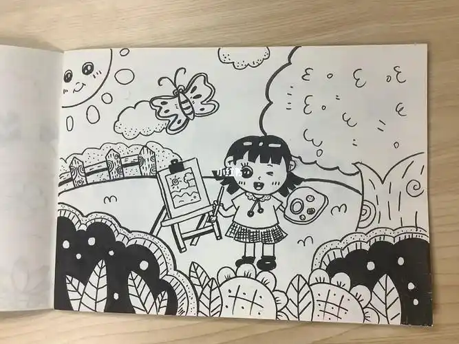 儿童简笔画画画的女孩童年day14