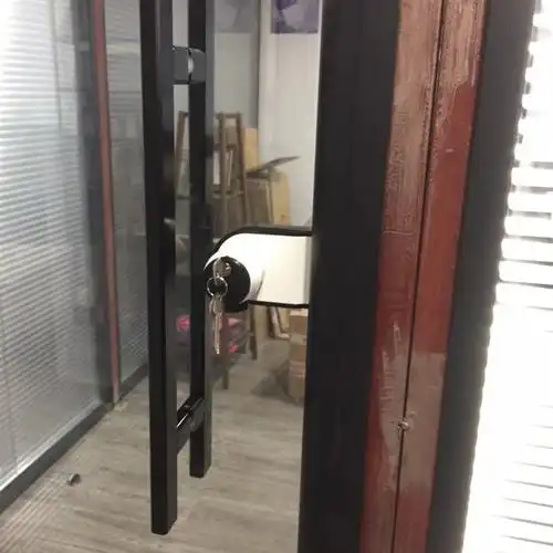 地弹无框玻璃门拉手铝合金拉手y木门把手推拉有框大门把手方管黑