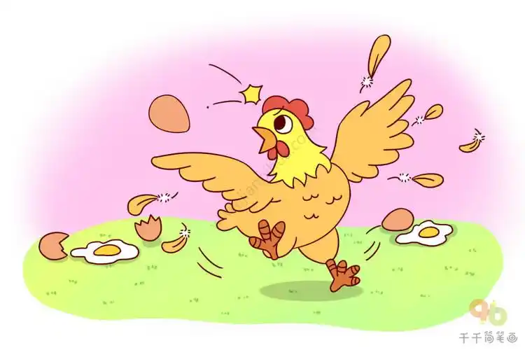 动物成语故事鸡飞蛋打简笔画