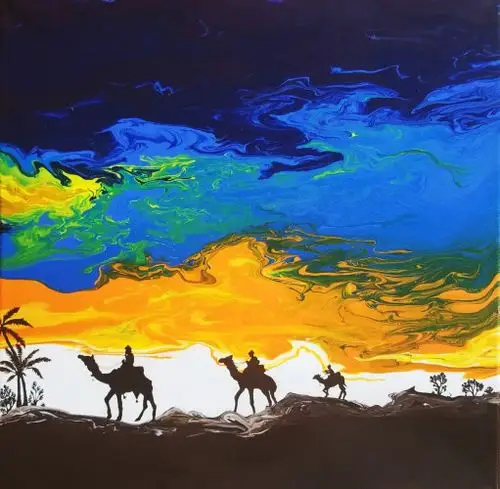 沙漠骆驼 丙烯40*40cm  1800
