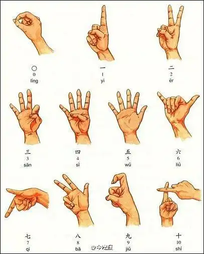 全国各地从1到10数数是怎么个手势呢?