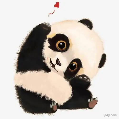 水墨国宝熊猫png素材透明免抠图片卡通手绘