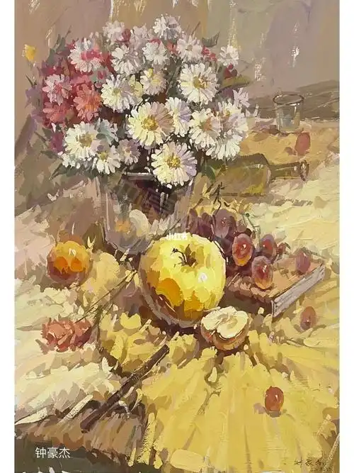 色彩静物水粉花卉满天星画法