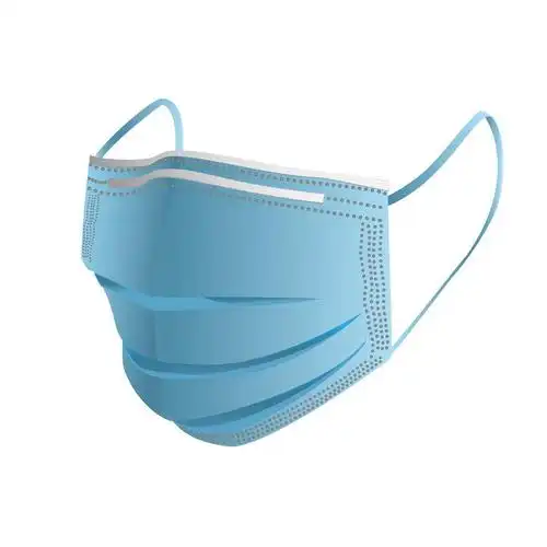 蓝色一次性医用外科口罩png图片免抠素材