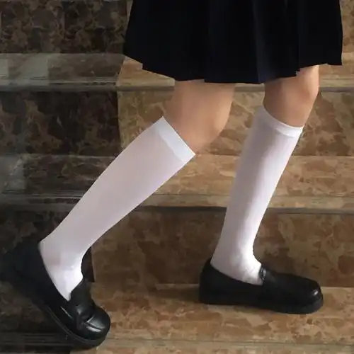 袜子超薄白色高筒jk长袜校服透明夏天凉爽袜子