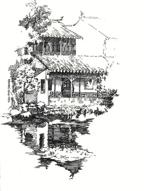 速写人间万象  #笔记灵感  #苏州园林  #原创手绘  #风景速写