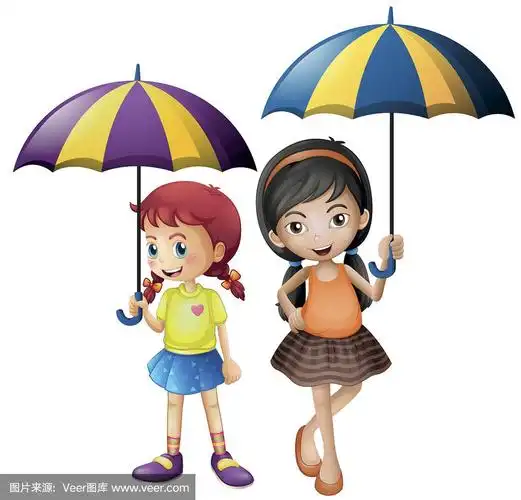 两个女孩撑着伞