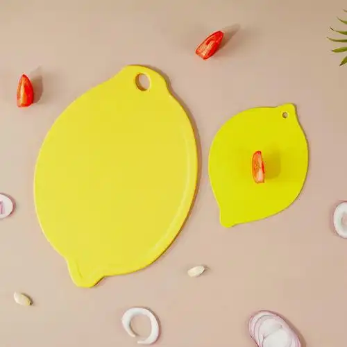 云佧 厨房家用塑料pp柠檬形切菜板双面两用辅食水果砧板大理石案板