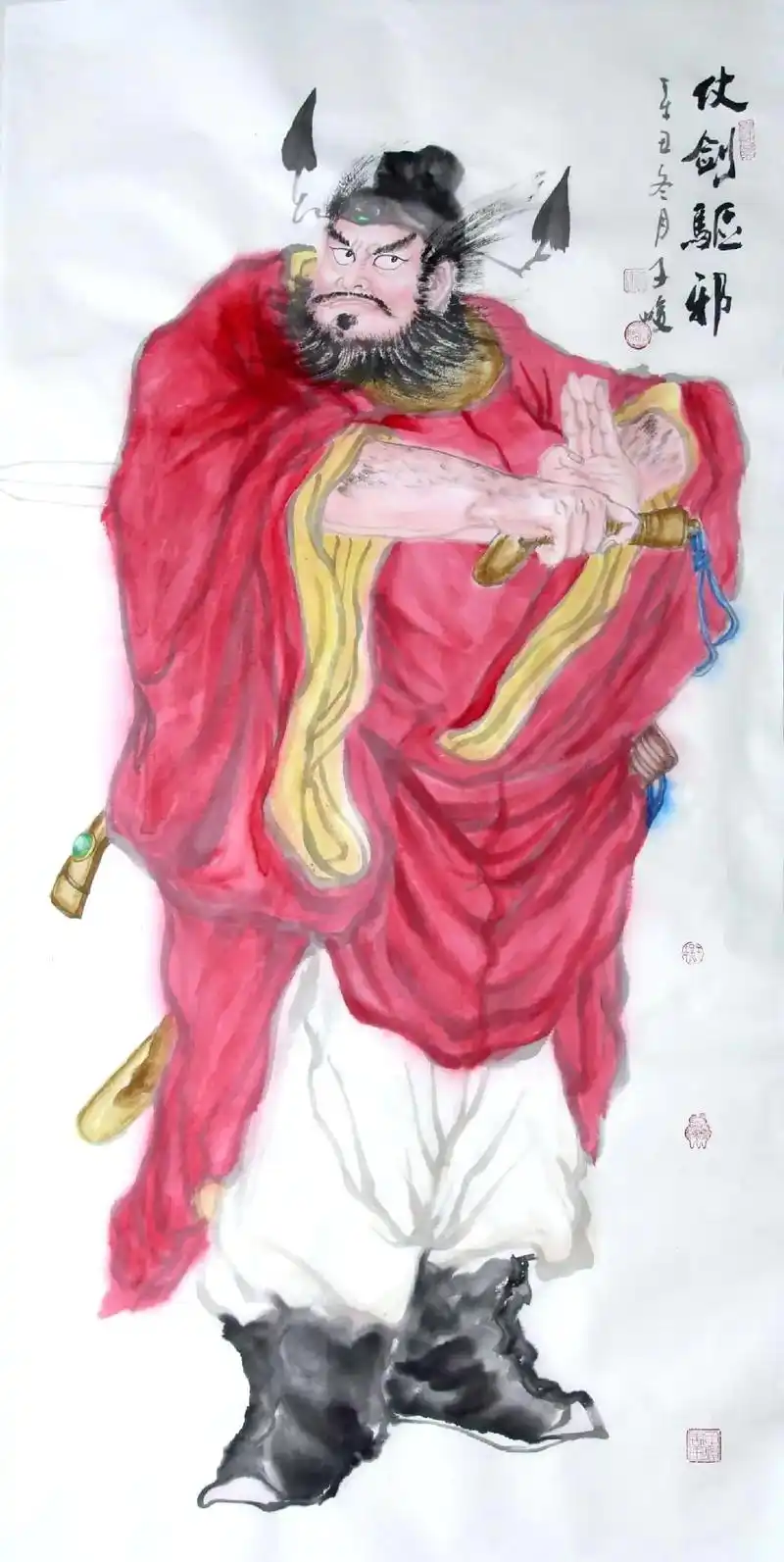 国画设色版钟馗神威系列7#国画人物 #钟馗 #天师钟馗 #画 - 抖音