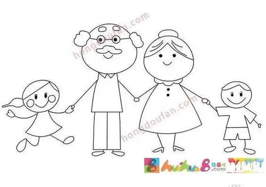 家庭八人口简笔画