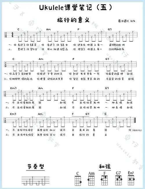 尤克里里教程 【桃子鱼仔ukulele教室】第五课-分解节奏型-《旅行的