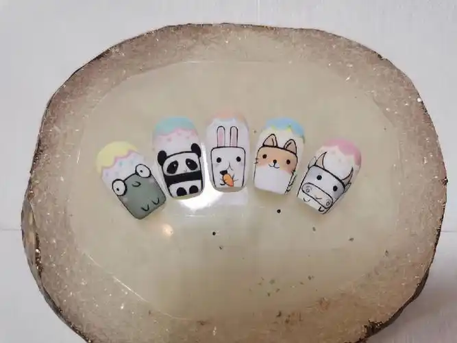 美甲手绘 动物 可爱 ins#可爱美甲  #美甲  #气质美甲  #ins美甲