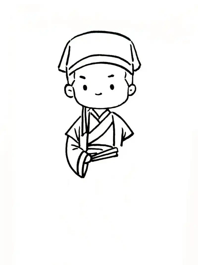 小小书童简笔画教程——过程图92古风书签 今天是个小书童哦 可不