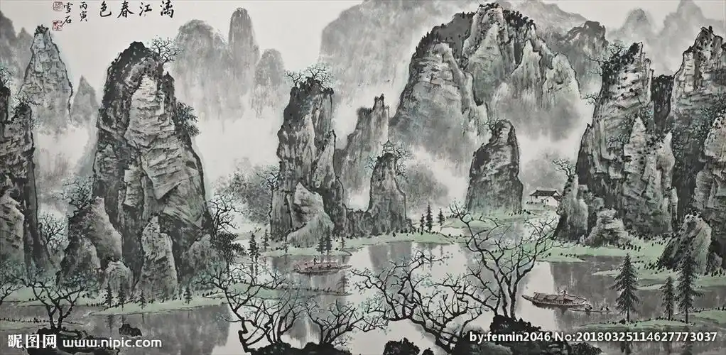 中国风大气山水风景画图片