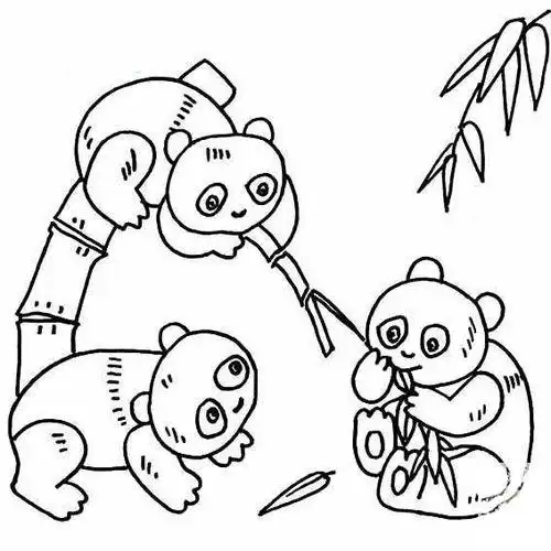 大熊猫吃竹子儿童画图片大熊猫吃竹子儿童绘画图集 大熊猫简笔画