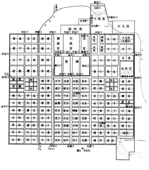 唐长安城平面复原图