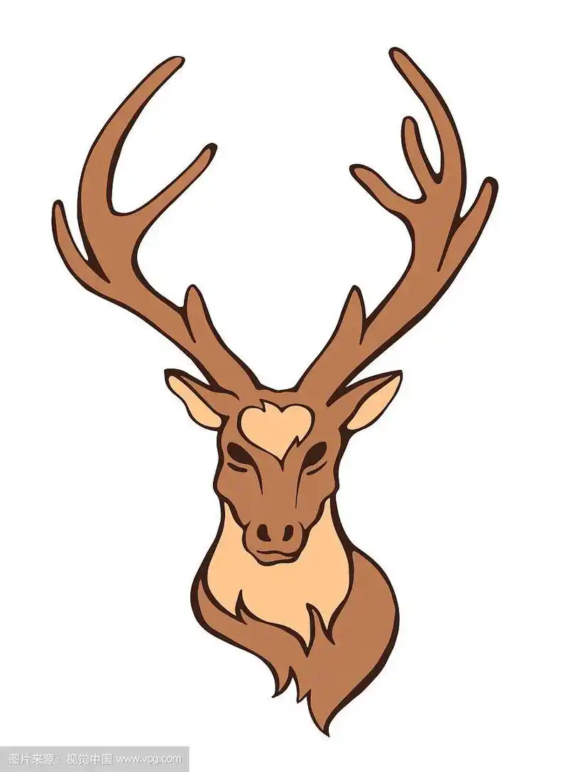 程式化的平坦森林复古色鹿头