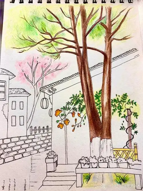 彩铅画 梦中的江南小镇93
