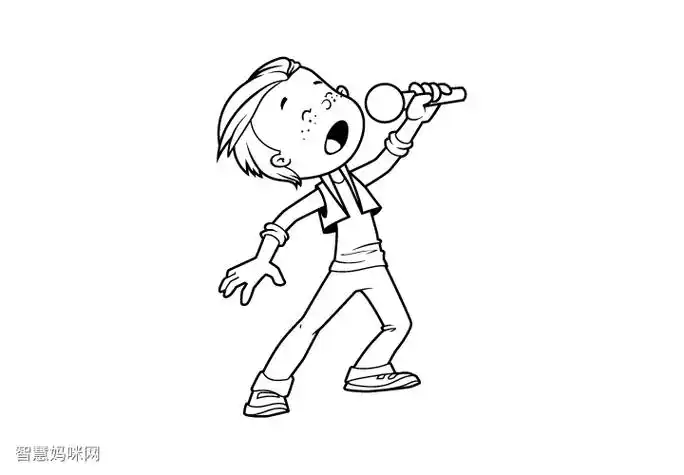 卡通唱歌人物简笔画