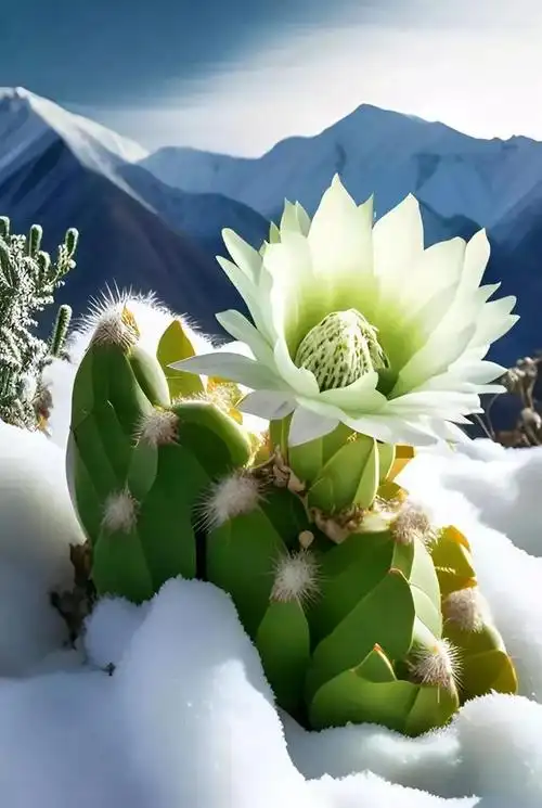 独占冰川风光的雪莲花.