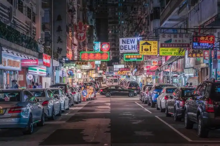 香港夜景街拍桌面壁纸