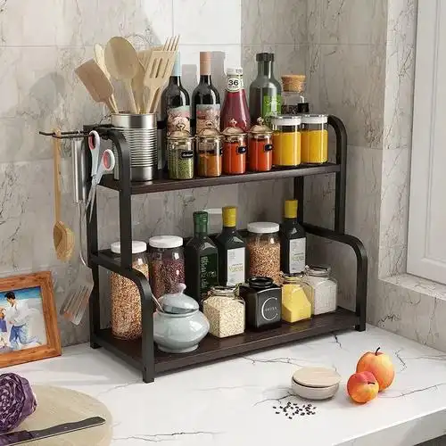 厨房置物架调料架子收纳架家用调味品调料盒罐瓶架落地多层免打孔